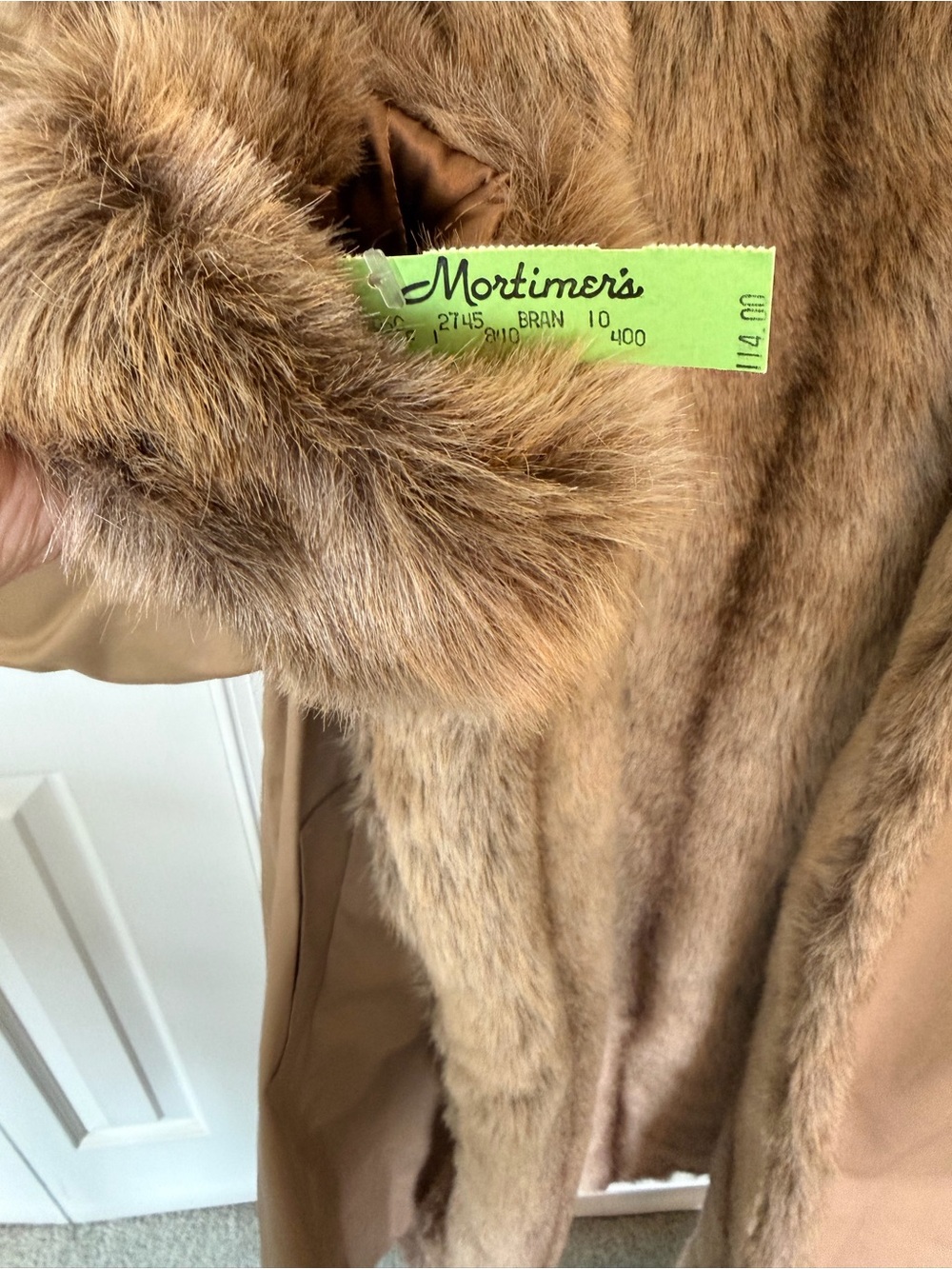 Vintage with tags Forester Tan Faux-Fur Trim Belted Trench - Picture 11 of 14